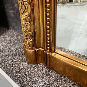 Full Length Gold Ornate Mirror detail shot of bottom corner