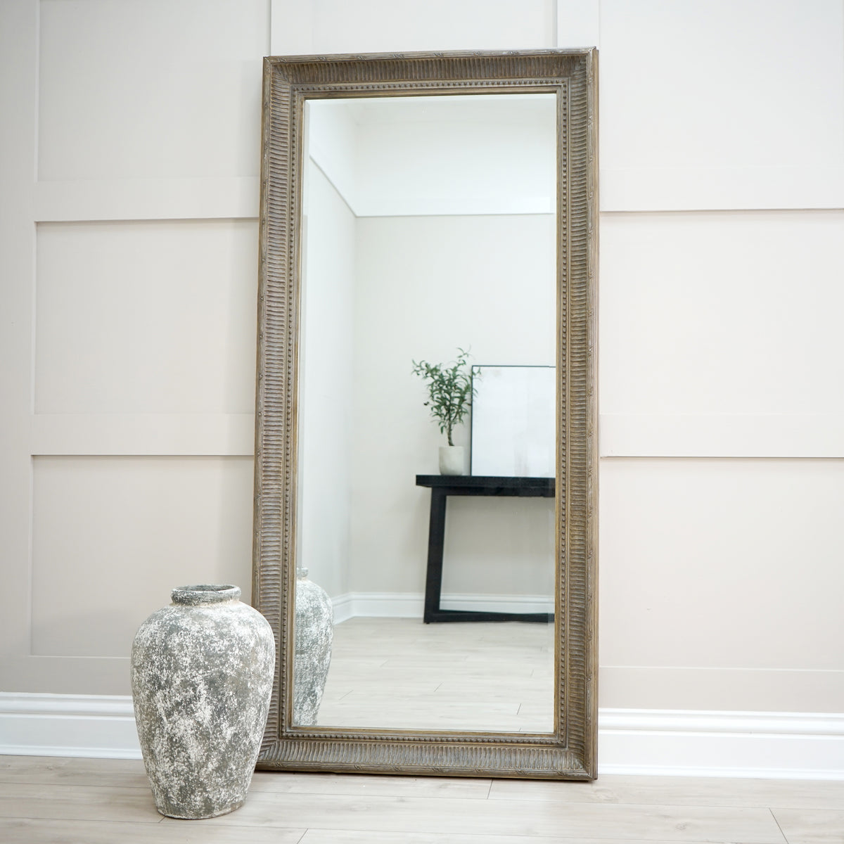 Full length washed wood rectangular mirror