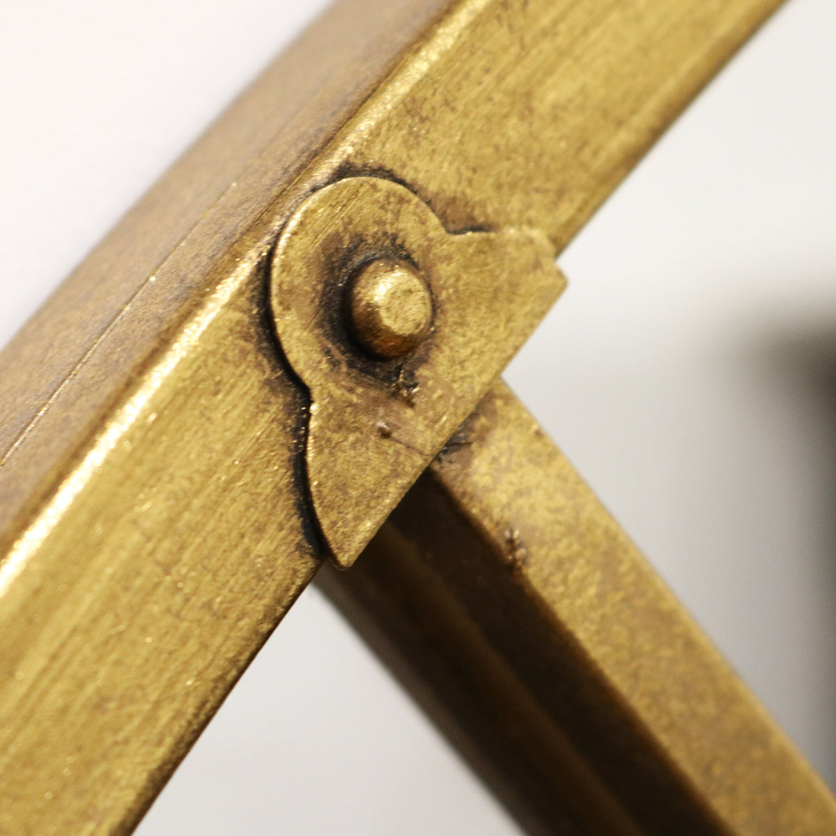 Gold industrial arched full length metal mirror detail shot of frame design