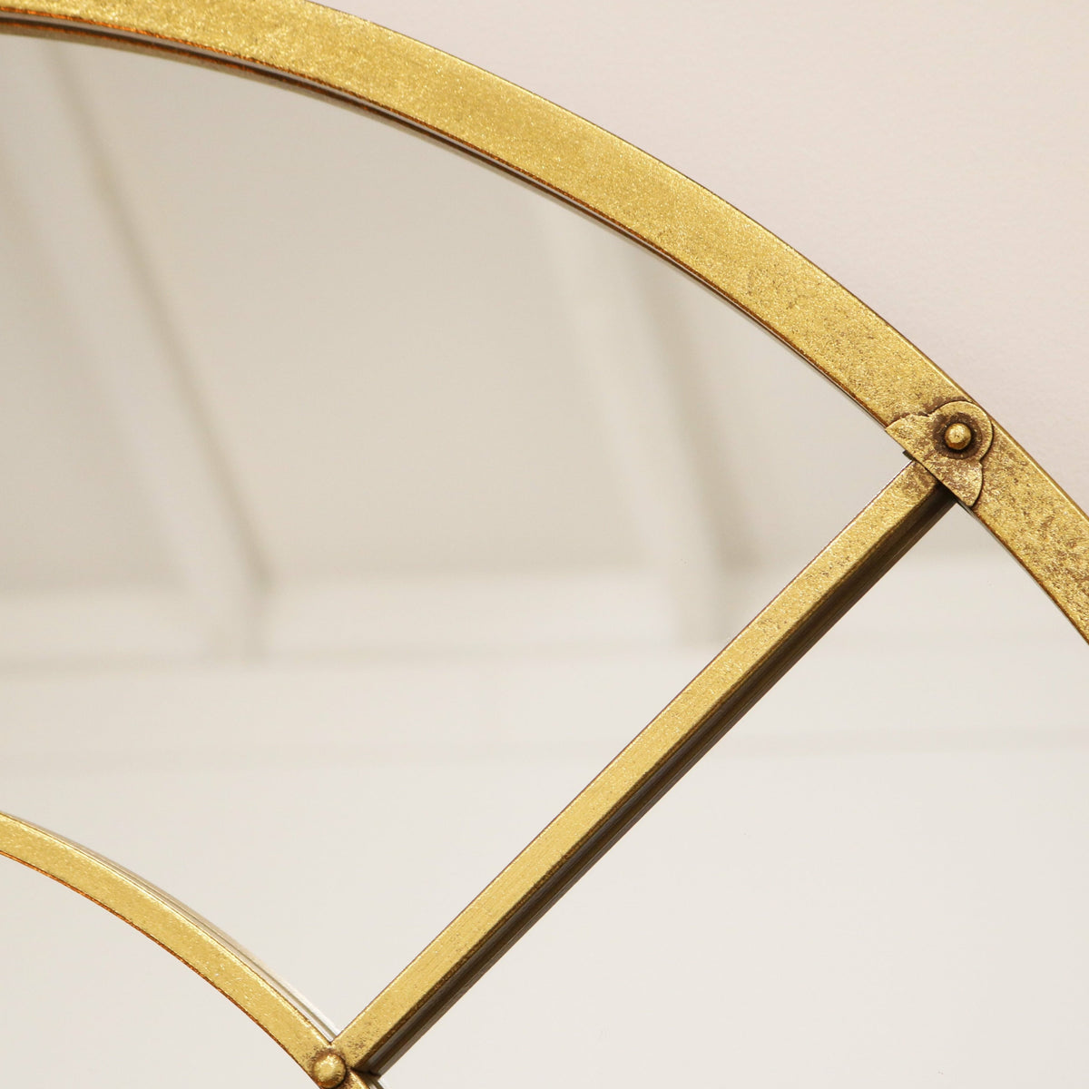 Gold industrial arched full length metal mirror arch