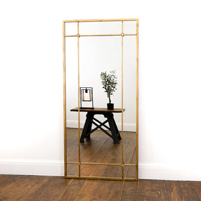 Gold industrial full length metal mirror