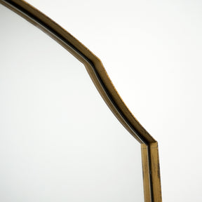 Gold Arched Metal Overmantle Wall Mirror detail shot of frame design