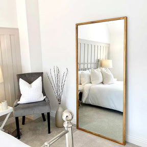 Gold Industrial Contemporary Full Length Metal Mirror as bedroom lean to