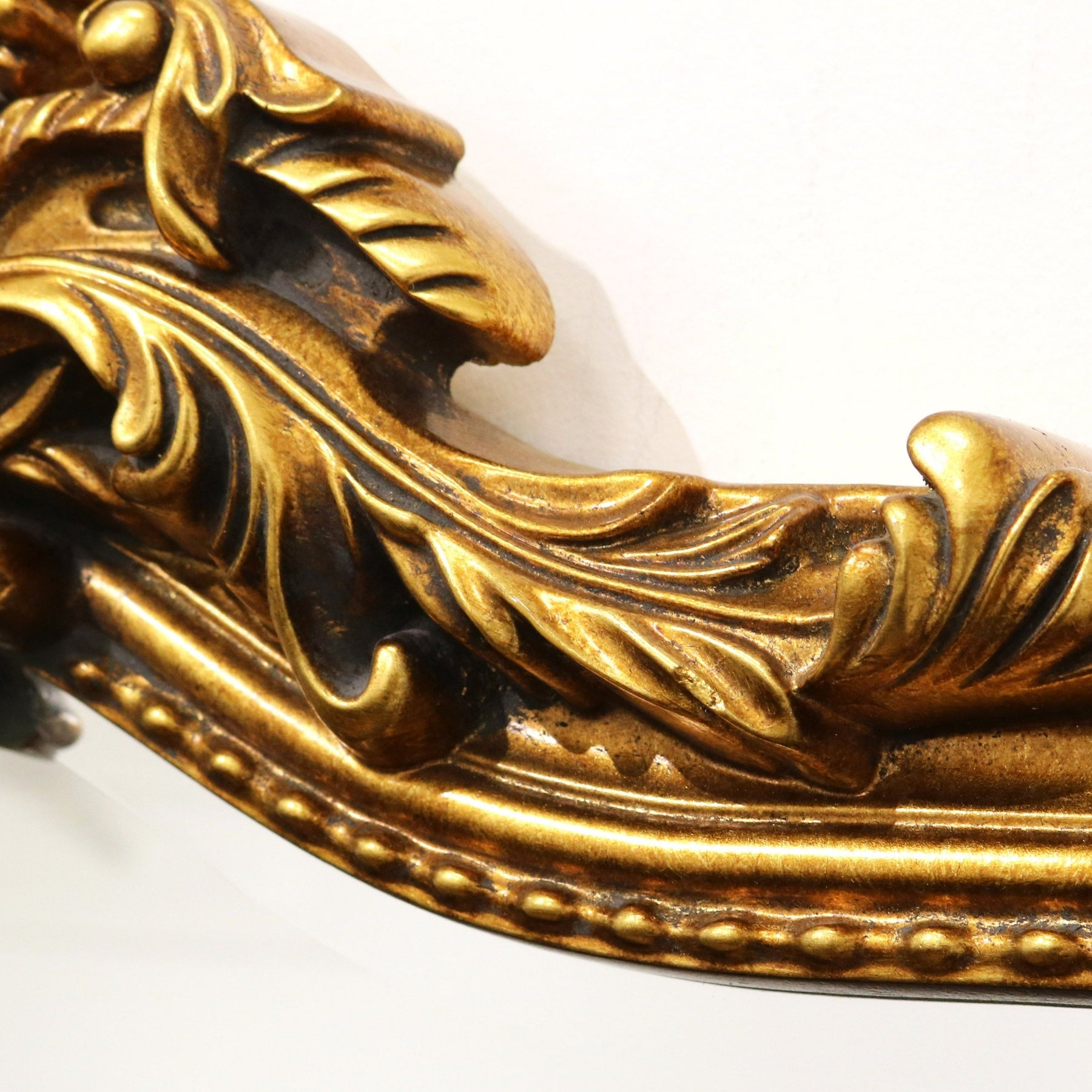 Gold Full Length Arched Mirror detail shot of top crest side