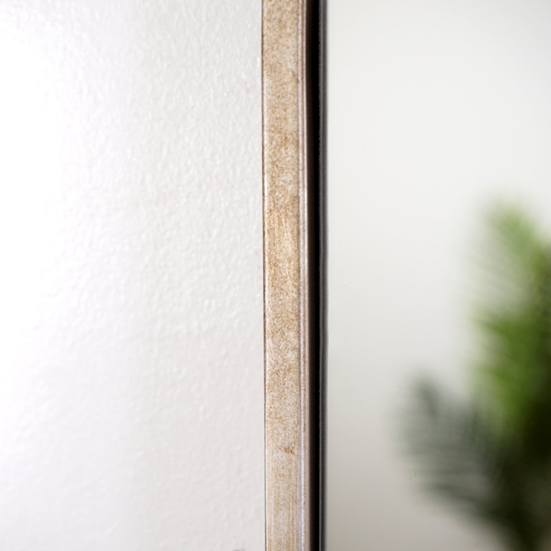 Champagne Arched Metal Overmantle Mirror detail shot of frame side