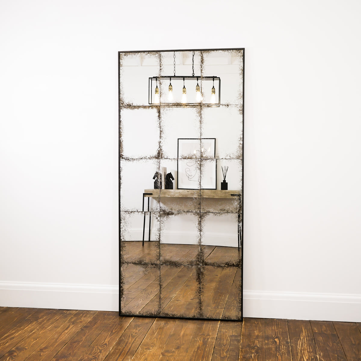 Black Antique Glass Full Length Metal Mirror as living room lean to