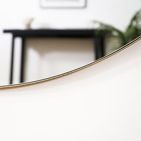 Alternate detail shot of Gold Round Metal Extra Large Wall Mirror curved frame