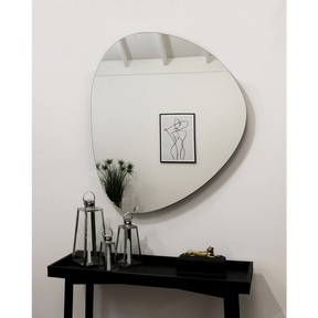 Large Frameless Pebble Wall Mirror above candles