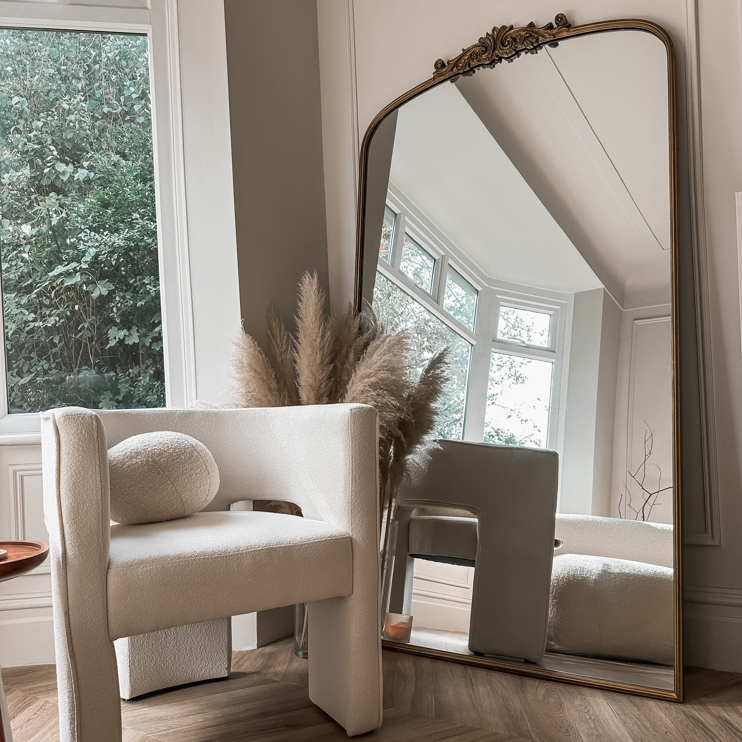 Full Length Gold Arched Metal Mirror 180cm x 100cm - Amelia