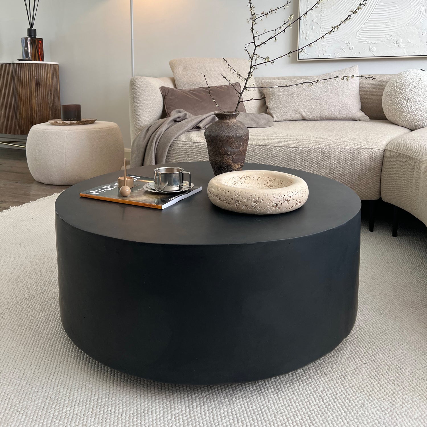 Minimal Onyx Round Coffee Table Large - Angelo