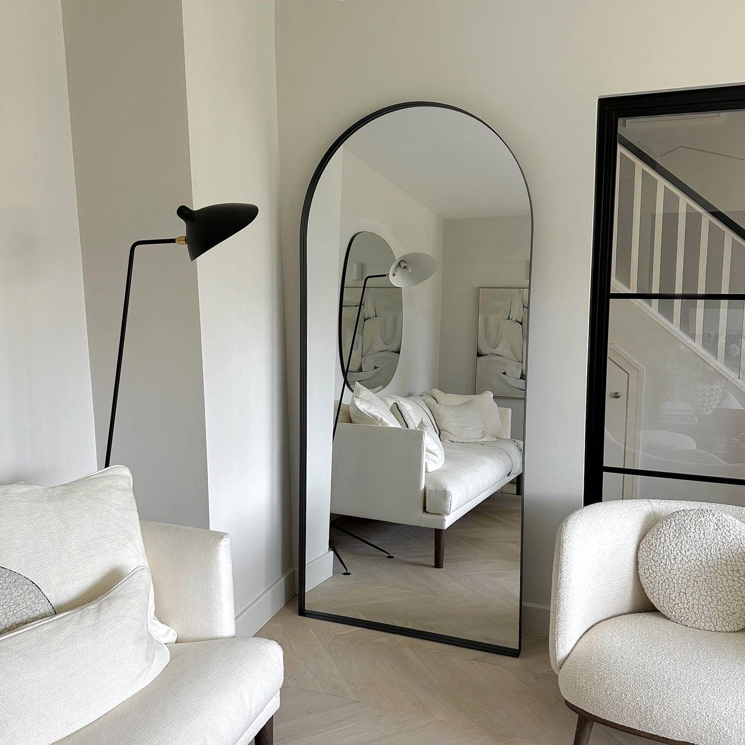 Full Length Arched Black Extra Large Metal Mirror 200cm x 90cm Arcus