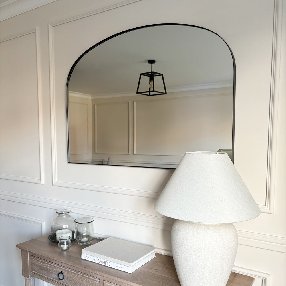 Black Metal Overmantle Wall Mirror 100cm x 70cm Aria
