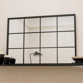 Brooklyn - Large Black Industrial Metal Window Mirror 100cm x 70cm