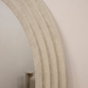 Full Length Arched Concrete Mirror detail shot of unique stepped design
