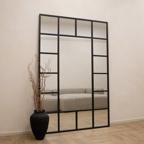 Camden - Black Industrial Full Length Metal Window Mirror 179cm x 119cm