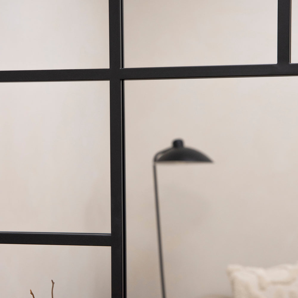 Black Industrial Full Length Metal Window Mirror 179cm x 119cm Camden