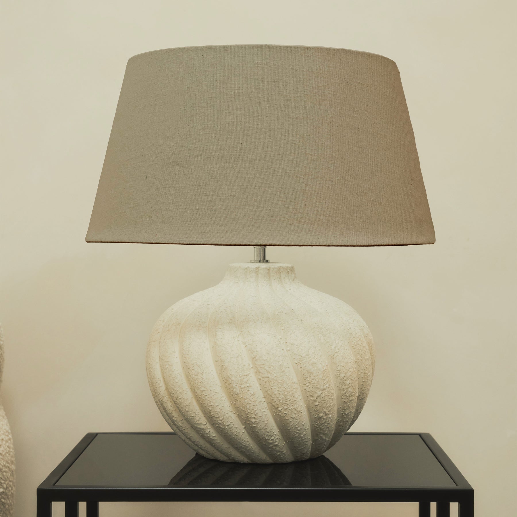 Caprera - Textured Ceramic Based Table Lamp Beige Shade