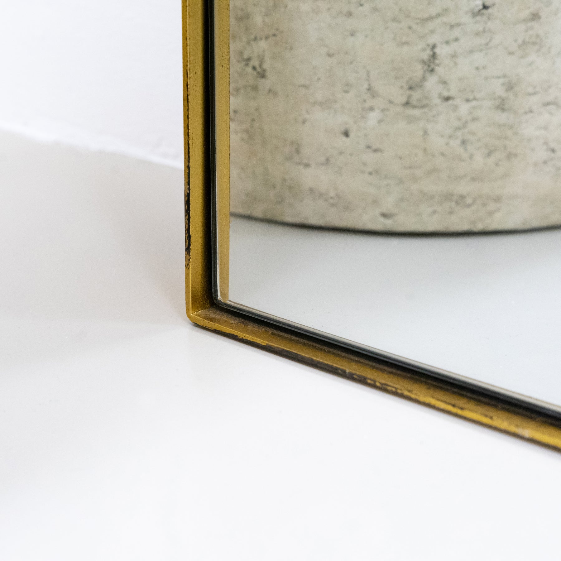 Detail shot of Full Length Gold Rectangular Large Metal Mirror corner
