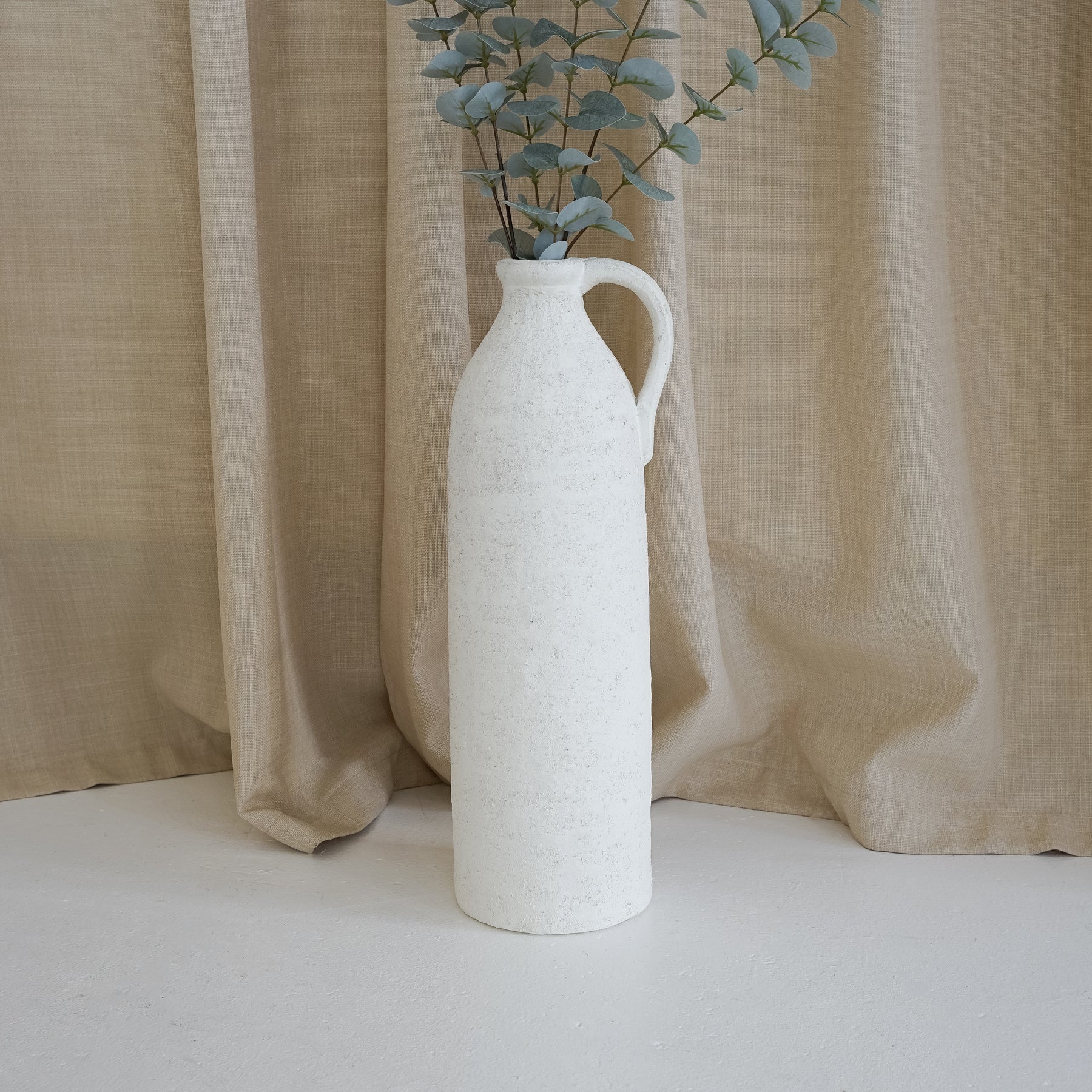 Oneta - White Textured Terracotta Large Vase