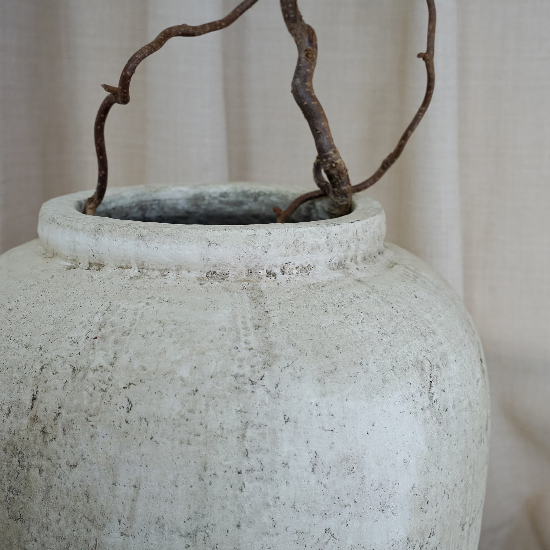 Portera - Beige Textured Terracotta Large Vase
