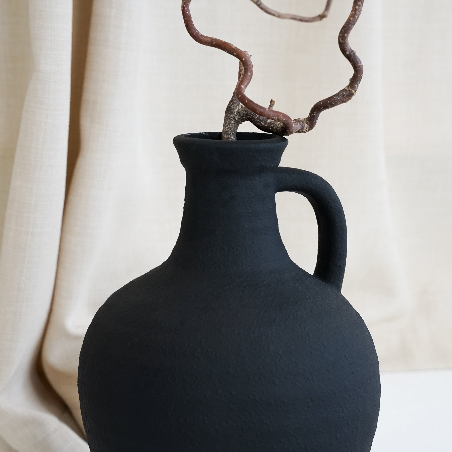 Torrano - Black Textured Ceramic Small Vase