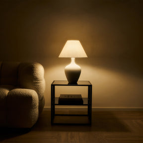 Elba - Textured Ceramic Based Table Lamp Natural Shade