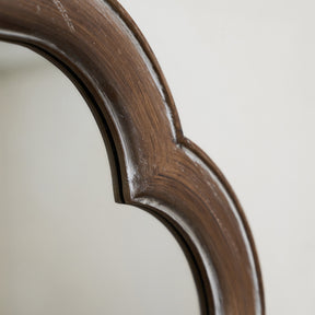 Full Length Washed Wood Arched Mirror detail shot of arch design