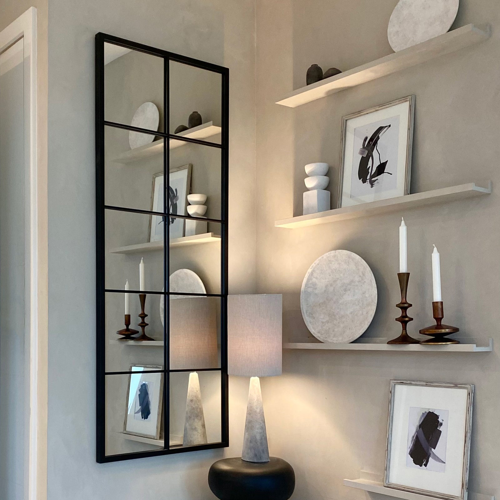 Black Industrial Full Length Metal Window Mirror 150cm x 60cm