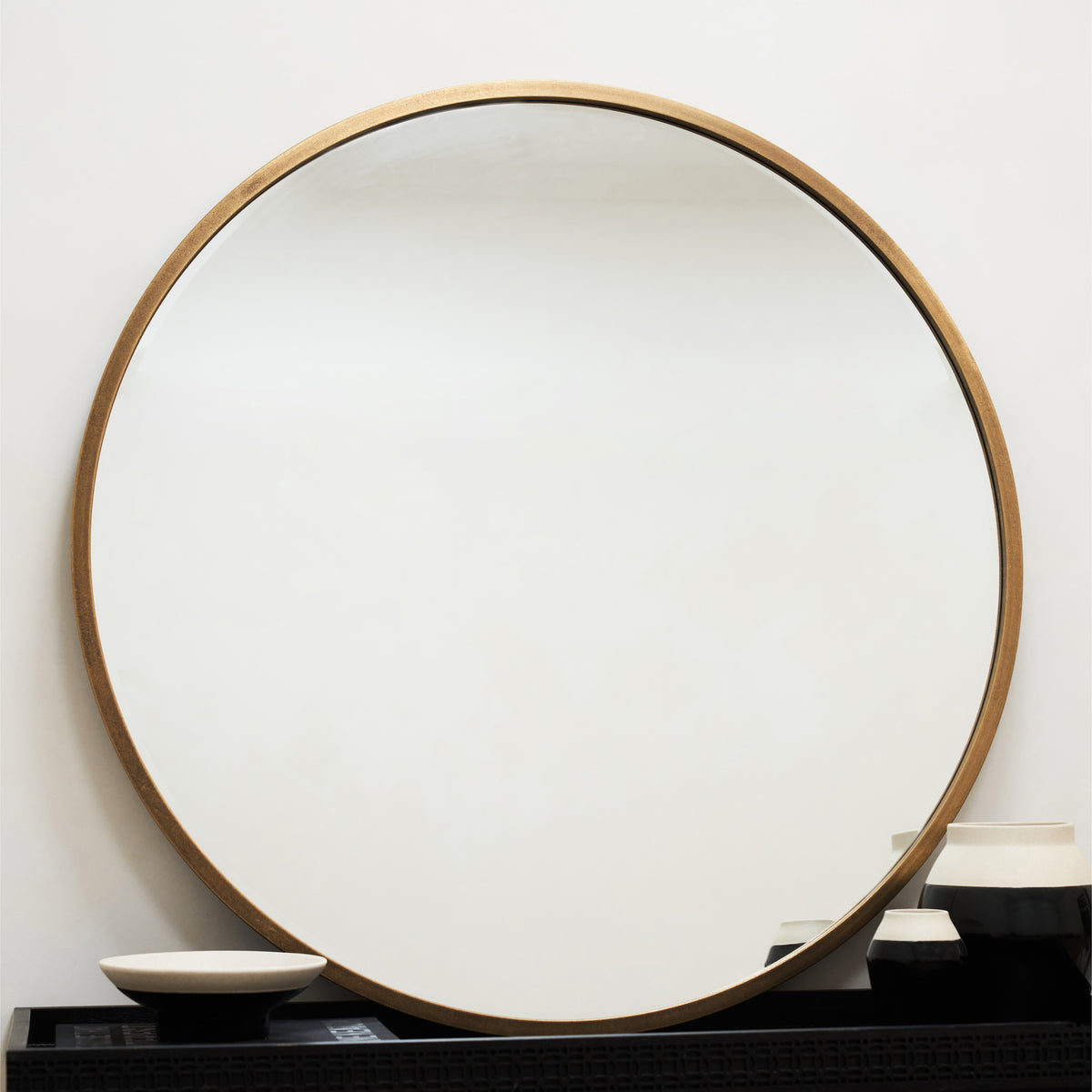 Gold Metal Modern Round Mirror 100cm x 100cm - Higgins