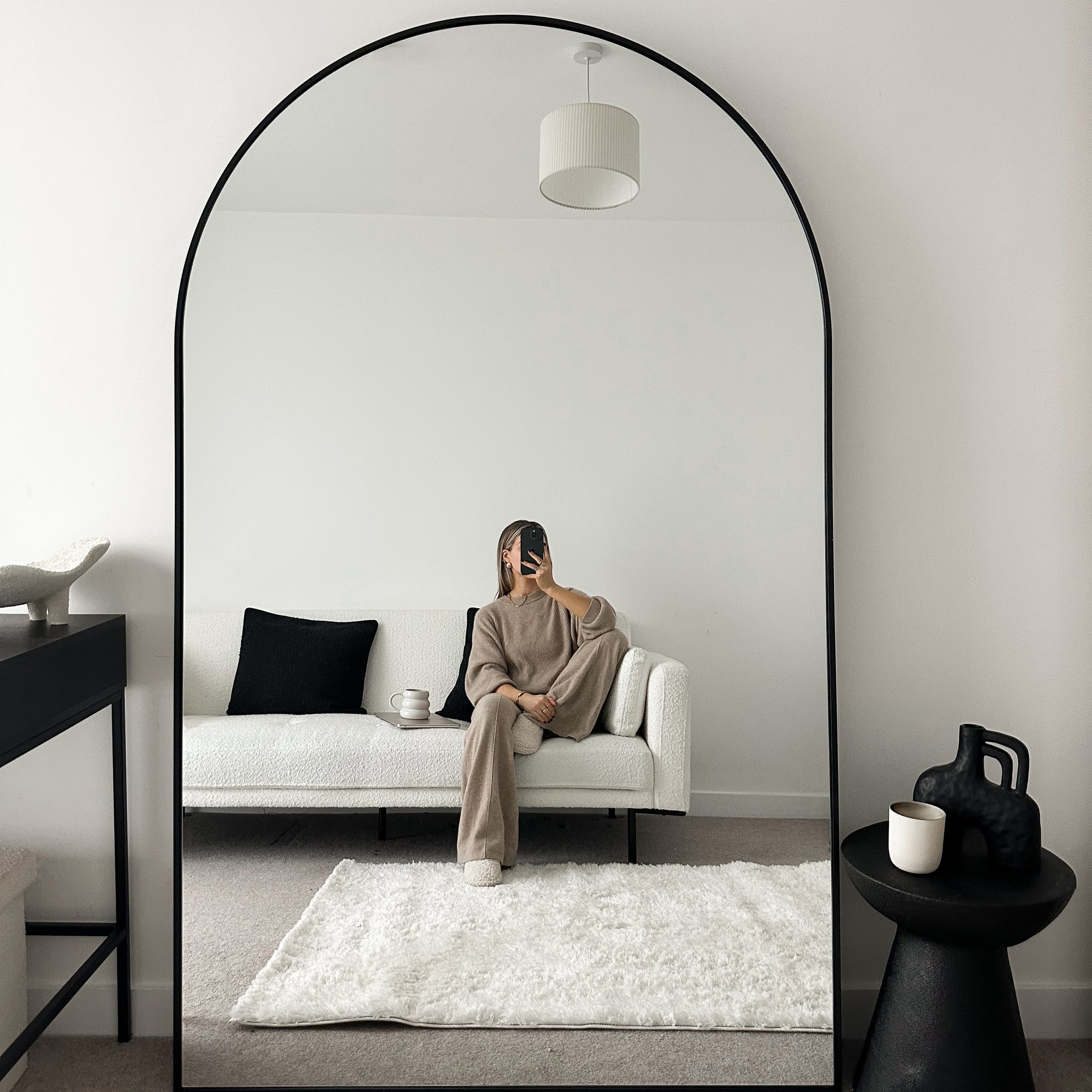 Full Length Extra Large Arched Walnut Mirror 190cm x 110cm- Tamara