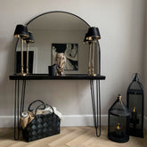 Liberty - Black Wide Arched Metal Overmantle Mirror 120cm x 90cm