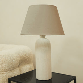 Palmaria - Textured Ceramic Based Table Lamp Beige Shade