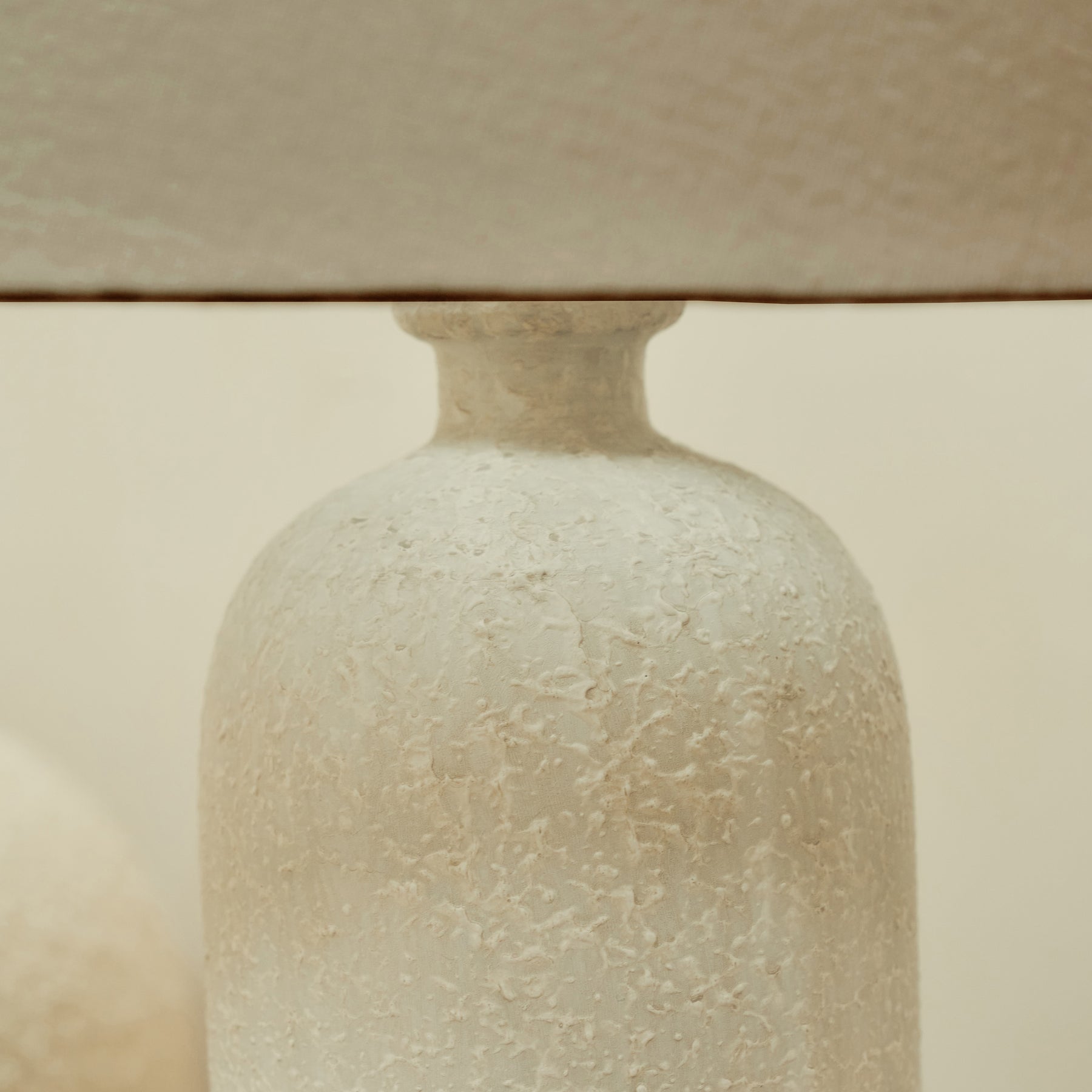 Palmaria - Textured Ceramic Based Table Lamp Beige Shade