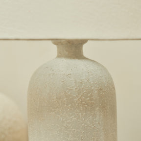 detail shot of Textured Ceramic Based Table Lamp Natural Shade top
