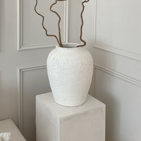 Portera - Petit vase en terre cuite texturée blanche
