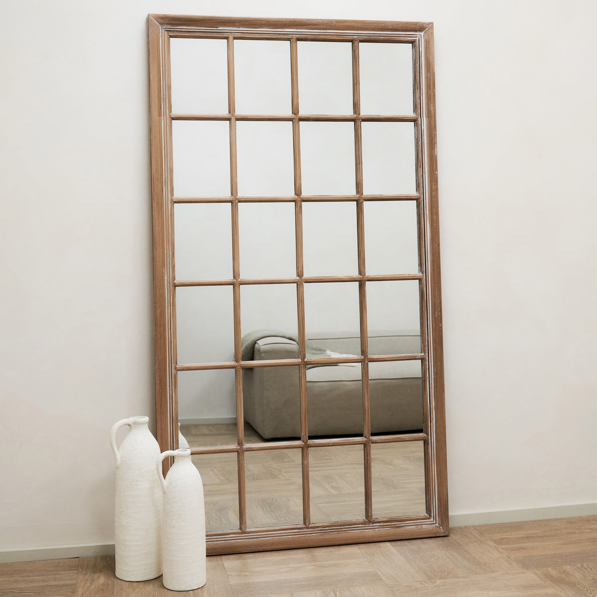Sasha - Miroir long de fenêtre Shabby Chic en chêne 180 cm x 100 cm