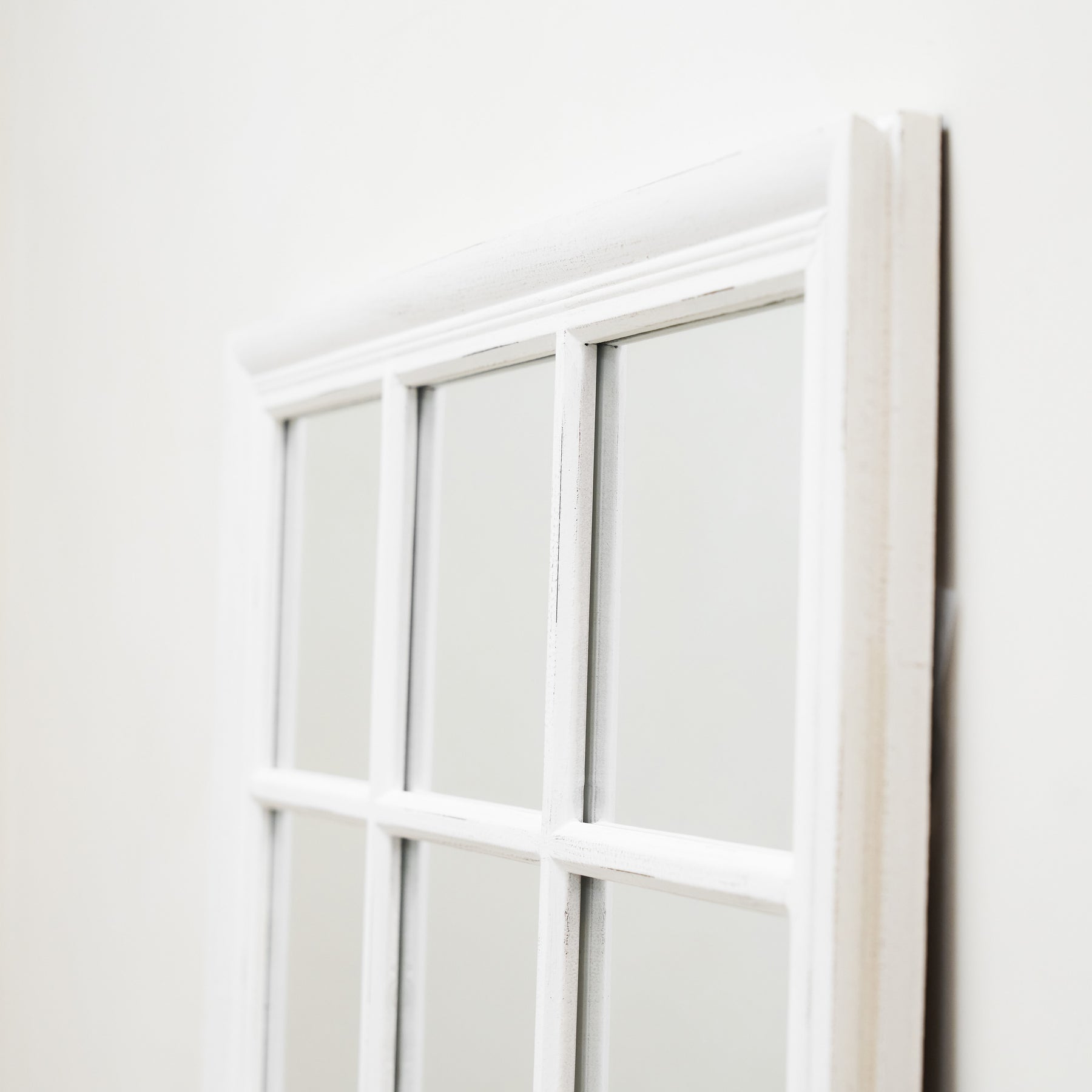 Sasha - White Shabby Chic Rectangular Window Mirror 100cm x 75cm