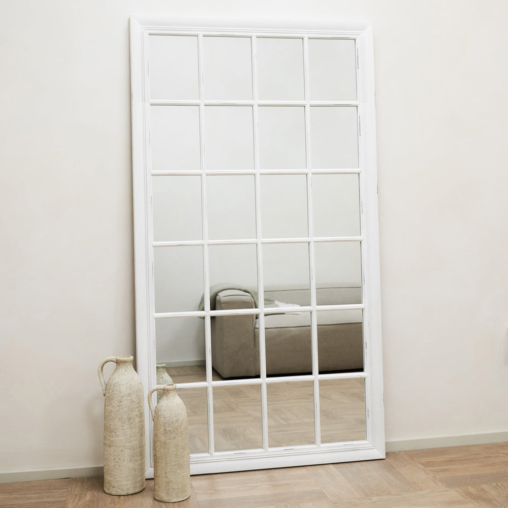 Large Rectangular Window Mirror White Shabby Chic Rectangular Mirror 180cm x 100cm - Sasha