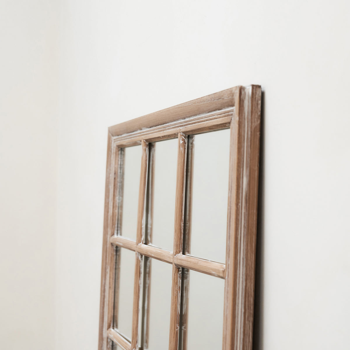 Sasha - Miroir de fenêtre rectangulaire Shabby Chic en chêne 100 cm x 75 cm