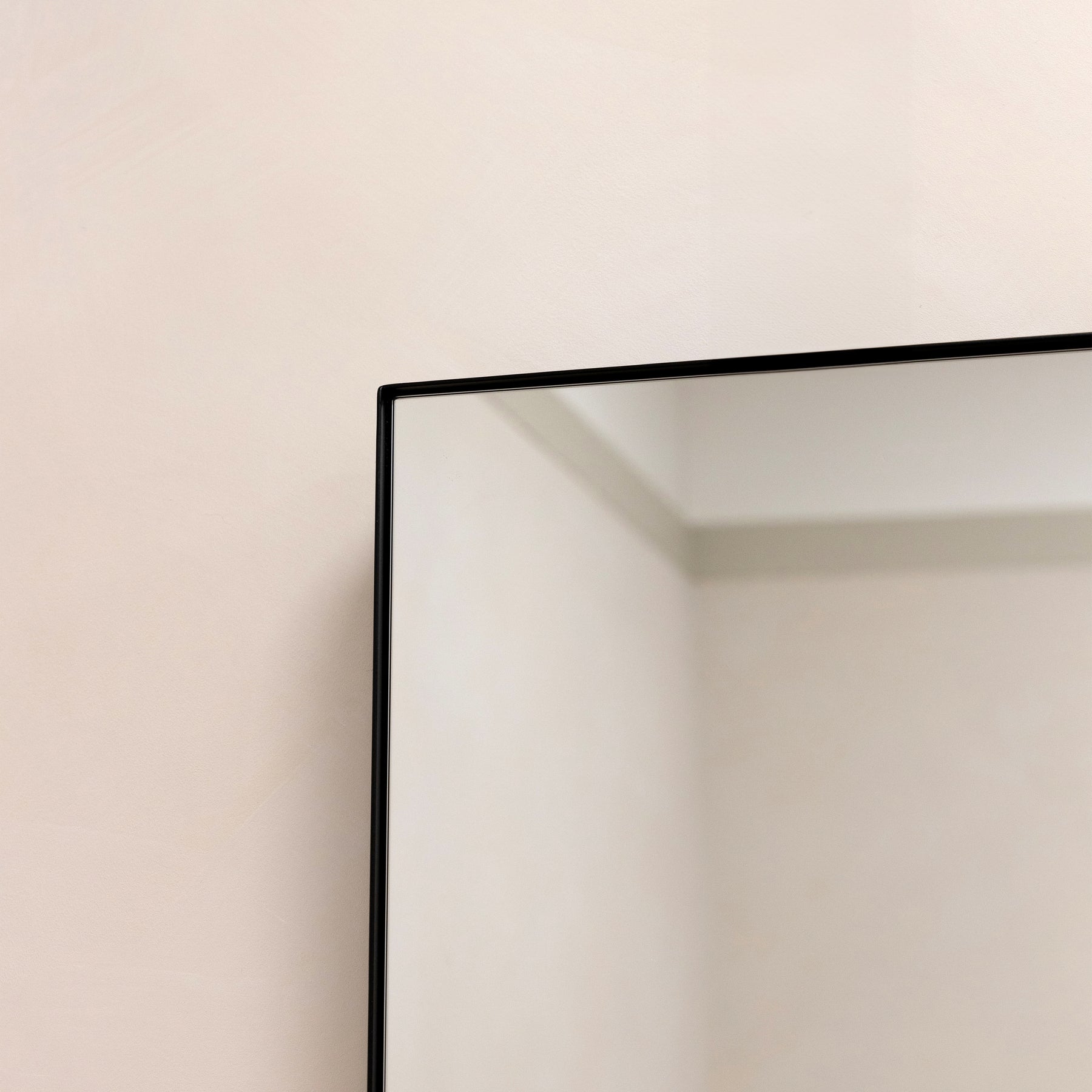 Alternate detail shot of Black Rectangular Metal Large Wall Mirror corner