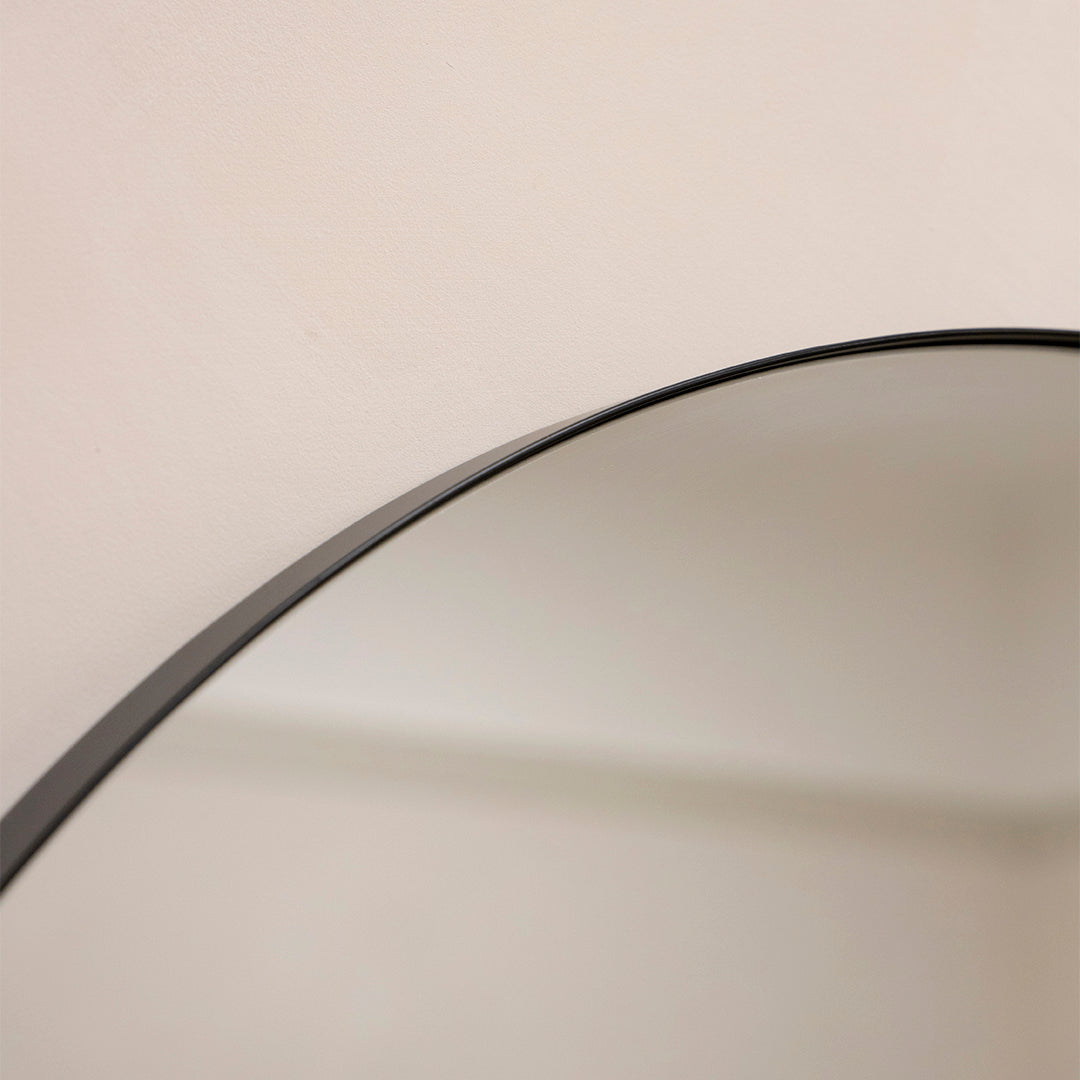 Theo - Full Length Black Arched Large Metal Mirror 180cm x 90cm