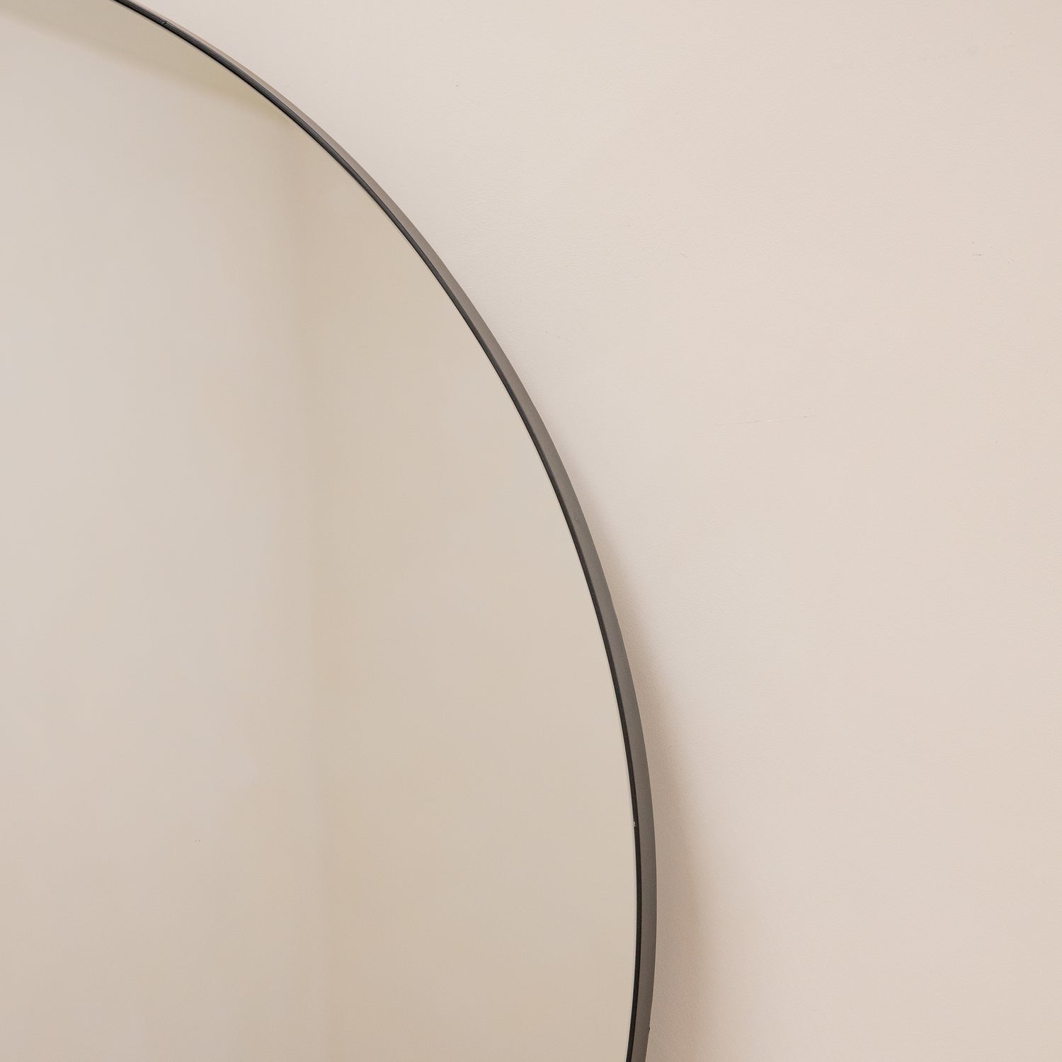 Black Round Metal Large Wall Mirror 100cm x 100cm Theo