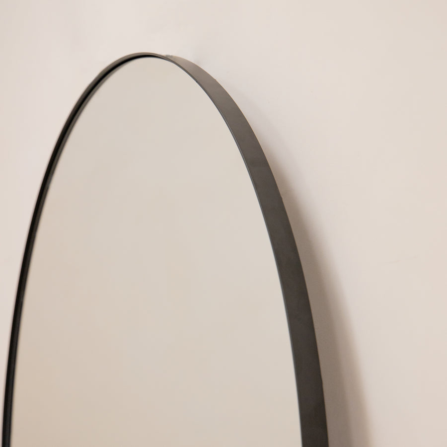 Black Round Metal Large Wall Mirror 100cm x 100cm - Theo