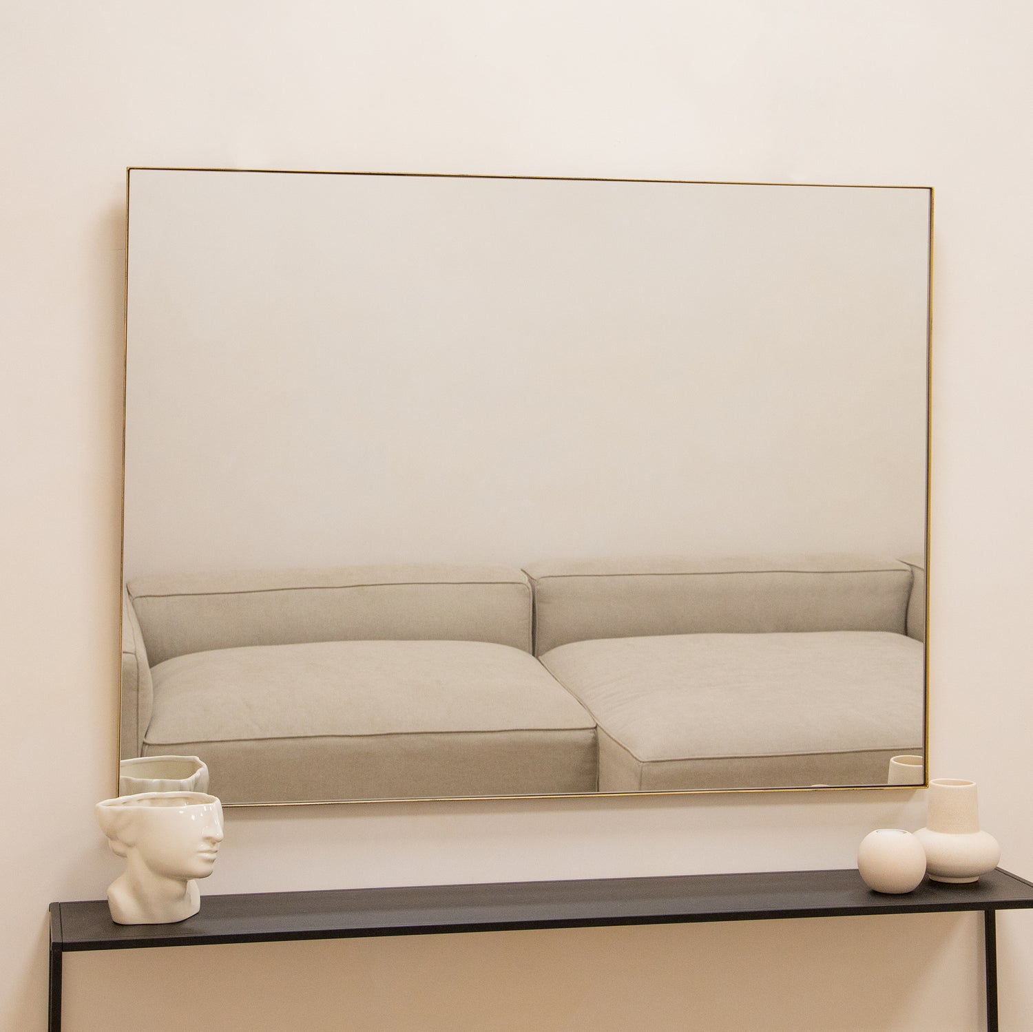 Gold Rectangular Metal Large Wall Mirror 120cm x 90cm - Theo