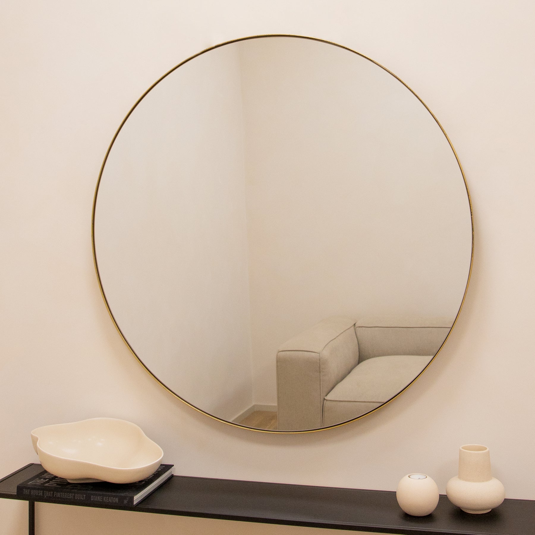 Theo - Gold Round Metal Large Wall Mirror 100cm x 100cm