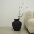 Toledo - Small Black Textured Terracotta Vase