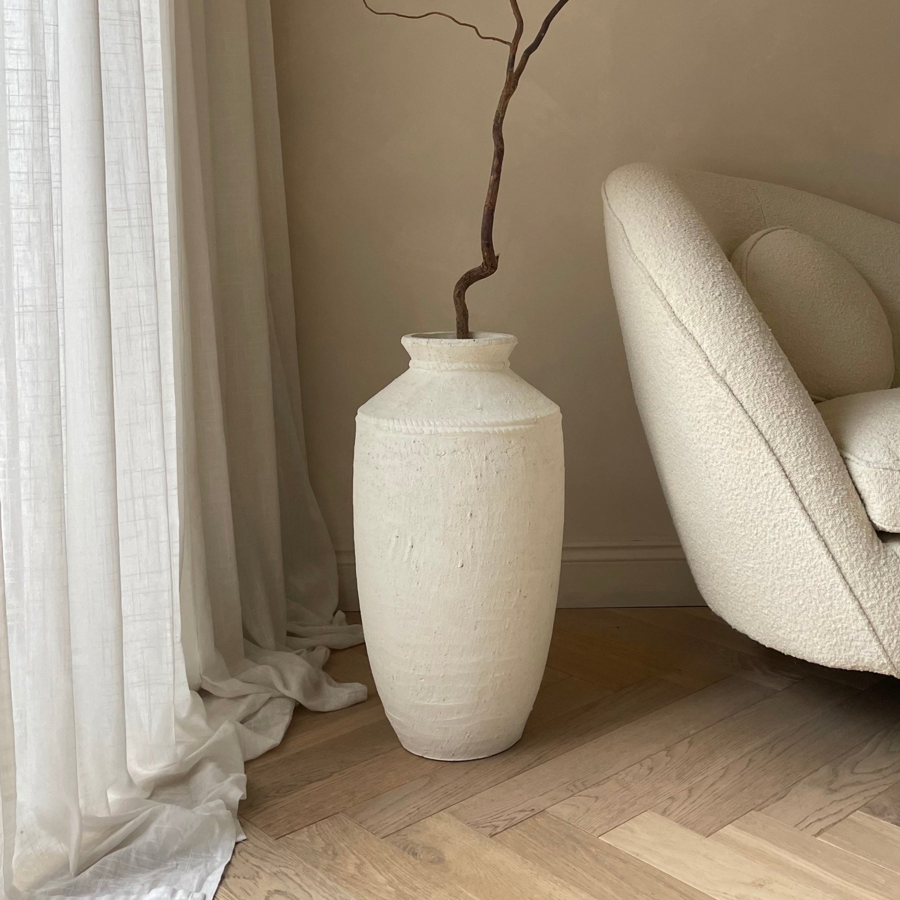 Toledo - White Textured Terracotta Large Vase