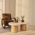 Aegean - Natural Burl Wood & Concrete Irregular Coffee Table 2 Legs