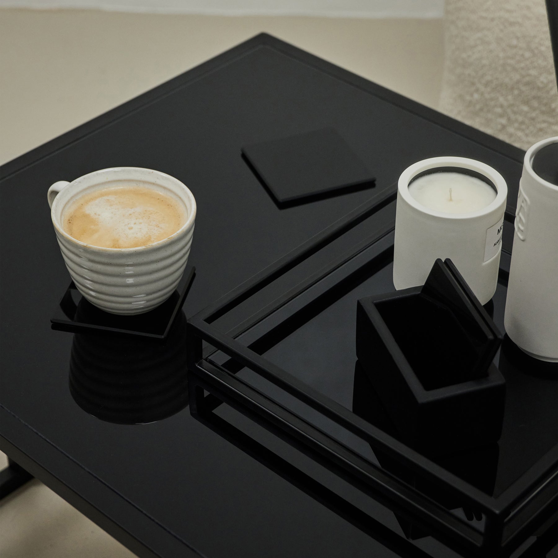 Brooklyn - Modern Coasters Set of 4 & Holder Black
