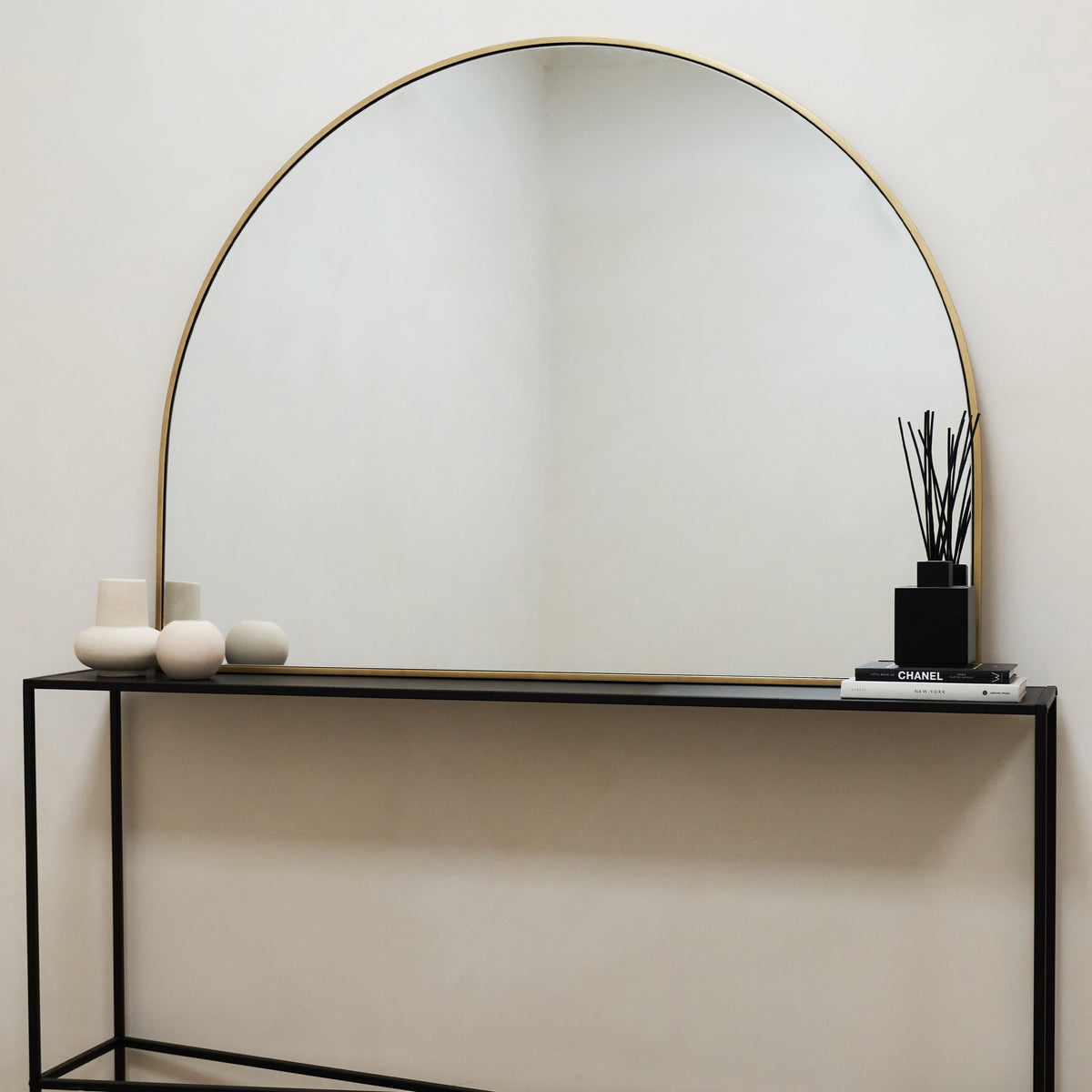 Liberty - Gold Wide Arched Metal Overmantle Mirror 120cm x 90cm